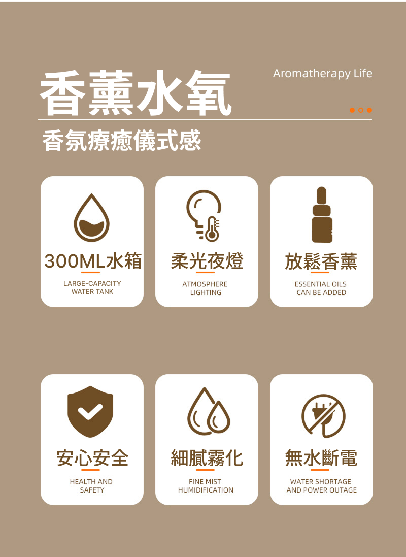 300ml大容量超音波香氛機 適合長時間居家擴香使用