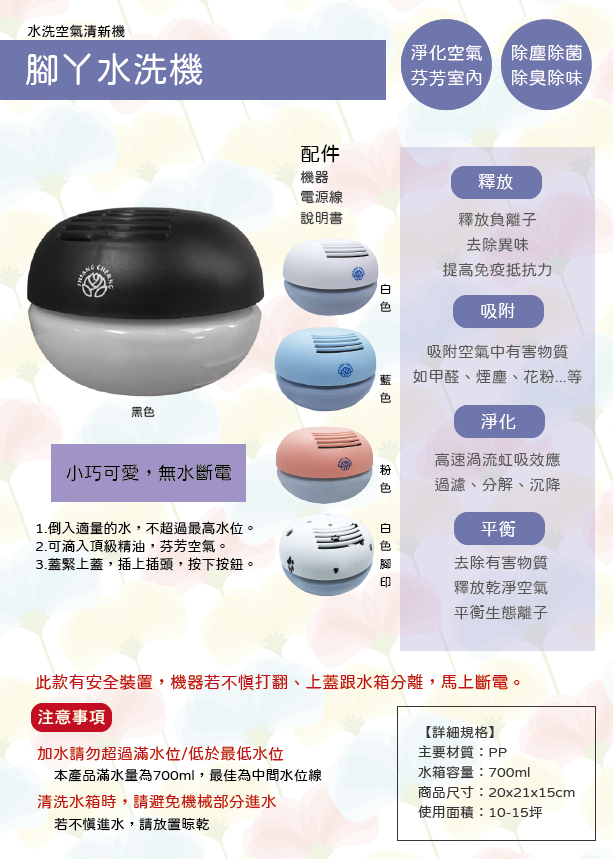 水洗機使用方式示意圖