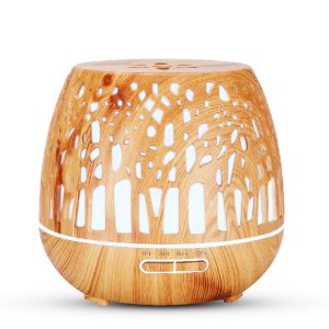 二代木雕水氧機 仿木紋外觀 柔光燈效超音波水氧機