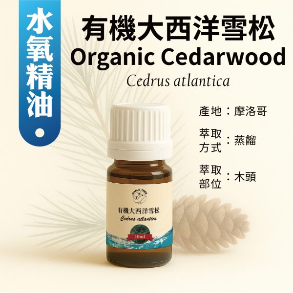 鯨魚樹 有機大西洋雪松單方精油 Organic Cedarwood Cedrus atlantica 蒸餾萃取 木質來源