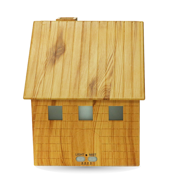 棕色木屋造型設計，將溫潤木紋與水氧香氛結合