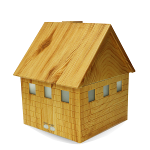 棕色木屋造型設計，將溫潤木紋與水氧香氛結合