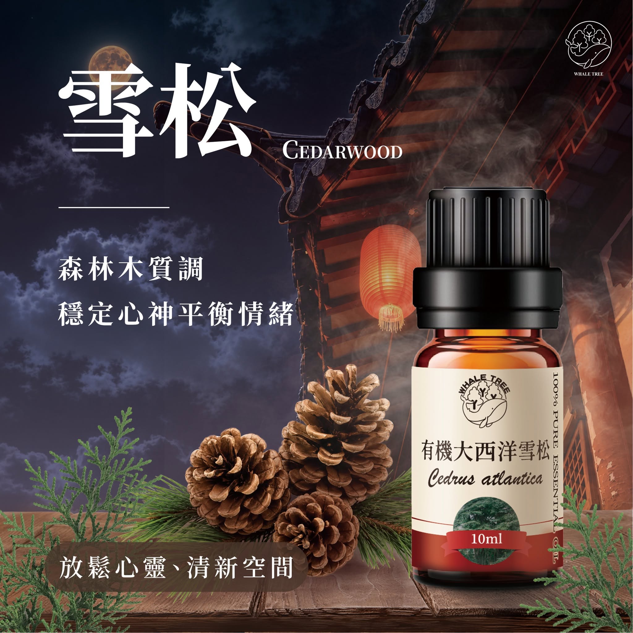 鯨魚樹 有機大西洋雪松單方精油 Organic Cedarwood Cedrus atlantica 蒸餾萃取 木質來源